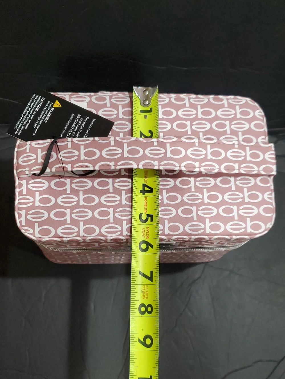 Bebe pink rose blush Bebe white monogram medium cosmetics beauty hard train case